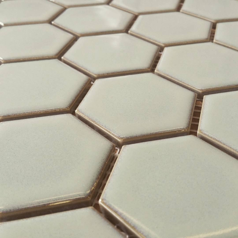 The Mosaic Factory Barcelona mozaïektegel - 28.2x32.1cm - wandtegel - Zeshoek/Hexagon - Porselein Light Green Edge Glans SW104825