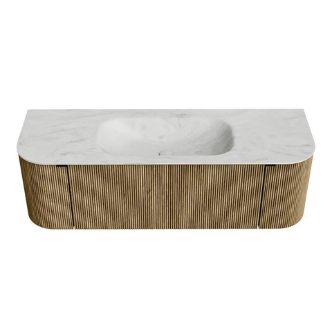 Mondiaz KURVE-DLUX Badkamermeubelset - 140x46x40cm - 1 lade - 2 deuren - wastafel solid surface - midden - zonder kraangat - Dusk SW1415071