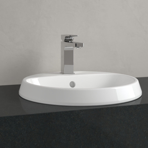 Villeroy & Boch Architectura inbouwwastafel - 45x45x17cm Rond - 1 kraangat - zonder overloopgat Ceramic - White Alpine (glans wit) SW762353