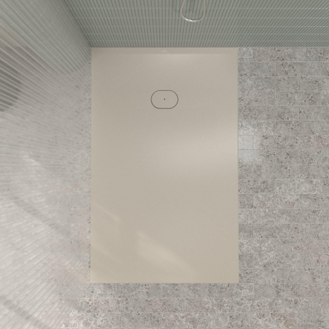 Villeroy & Boch Ecora douchebak - 160x100x4.5cm - afvoer korte zijde - almond (beige) SW1558893