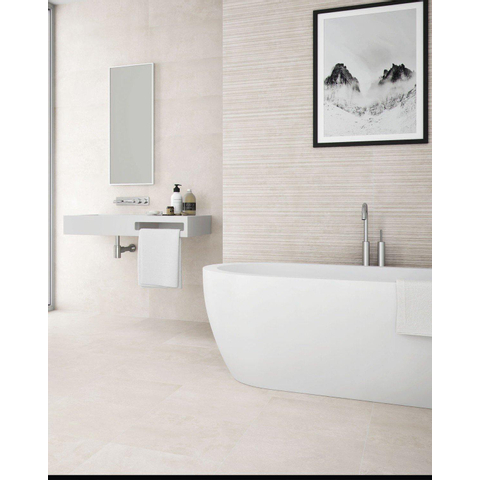 Terravito Urbano carreau mural et sol - 60x60cm - 10mm - Carré - Effet béton - Crème mat SW359682