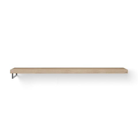 Looox Wood collection plan sous vasque - 200x46cm - Avec porte-serviettes (gauche) inox brossé - Chêne massif gris ancien SW278363