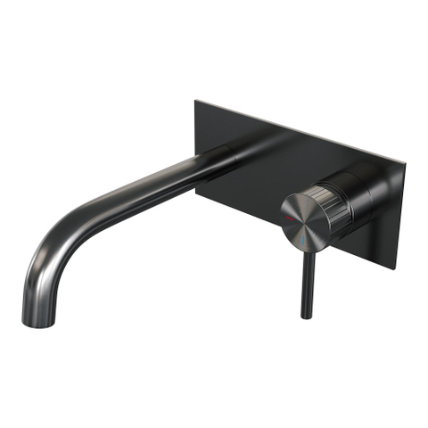 BRAUER Stripe Mitigeur lavabo encastré - bec courbé et plaque de recouvrement - modèle A1 - gunmetal brossé PVD SW1434957