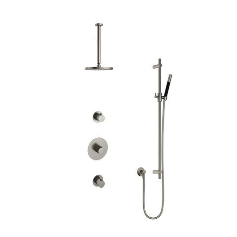 Hotbath Cobber IBS20 Regendoucheset - inbouw - 30cm plafondarm - 20cm ronde hoofddouche - staafhanddouche - glijstang - geborsteld nikkel (RVS) SW440431