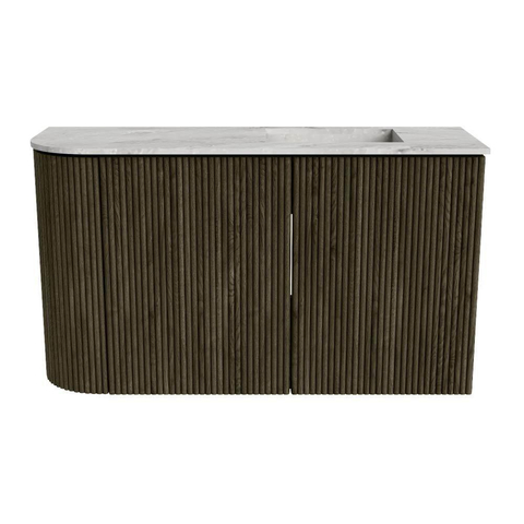 Mondiaz JOYA-DLUX Meuble de salle de bains 71,6cm - arrondi gauche couleur Shadow - Vasque FAYE position Droite 1 trou de robinet couleur Glace SW1422792