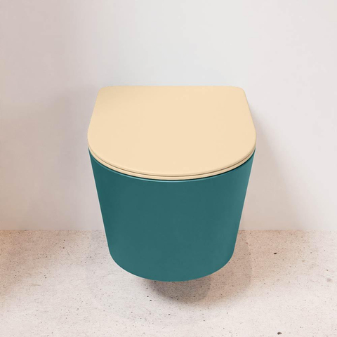 Mondiaz LAVIE hangtoilet – spoelrandloos – 36 x 53 cm – met softclose zitting – Smag (groen), zitting Sand (beige) SW1208776
