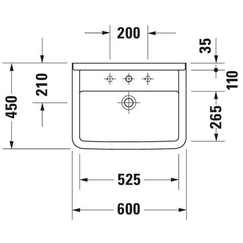 Duravit Starck 3 Wastafel - 60x45cm - wit 0312541