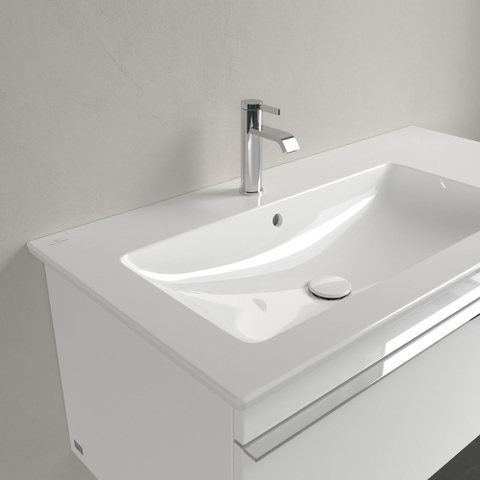 Villeroy & Boch venticello Meubelwastafel wasbak links - 1 kraangat - 100x50cm geschikt - voor 3 kraangaten overloop - White Alpine (glans wit) 1025126