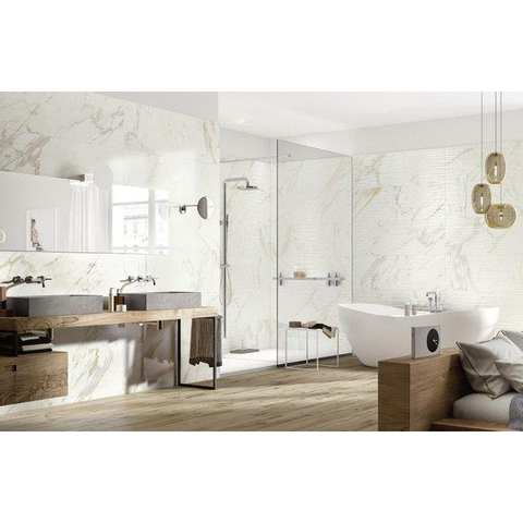 ÉCHANTILLON Ceralto Merano Luxe Carreau mural 40x120cm 6mm pâte blanche Calacatta SW914149