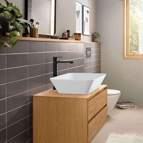 Hansgrohe Rebris e Eengreeps wastafelmengkraan - 240 - coolstart - ecosmart+ - voor waskommen - met PopUp - trekwaste - mat zwart SW796587