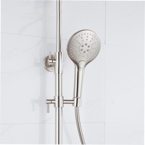 Fortifura Calvi Regendoucheset - thermostatisch - 30cm - hoofddouche - gladde slang - ronde handdouche - PVD - geborsteld RVS SW1204430