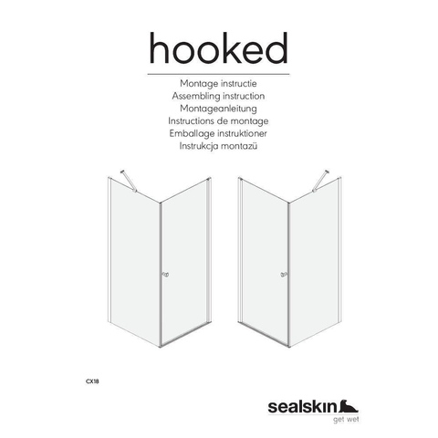 Sealskin Hooked draaideur 100x100cm met zijwand 6mm veiligheidsglas zilver hoogglans SW543185