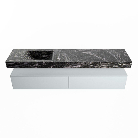 Mondiaz ALAN-DLUX Ensemble de meuble - 200cm - meuble Clay mat - 2 tiroirs - Lavabo Cloud Lava suspendu - vasque Gauche - 0 trous de robinet SW808853