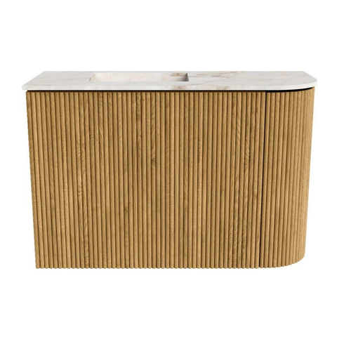 Mondiaz JOYA-DLUX Meuble de toilette 61,6cm - arrondi droit couleur Chêne - Vasque FAYE position Gauche 1 trou de robinet couleur Frappe SW1421921