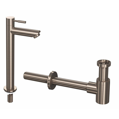INK 2B Kit robinet lave-mains - robinet lave-mains sur pied - haut - siphon design - nickel brossé SW450948