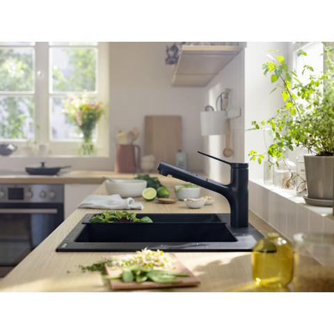 Hansgrohe - Zesis M33 - ééngreepskeukenmengkraan 150 - uittrekbare vuistdouche - 2 jets - mat zwart SW793347