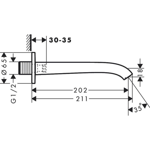 Hansgrohe VIVENIS Baduitloop - 20Cm - hoogglans chroom SW651472