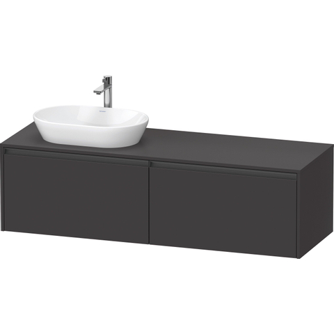 Duravit Ketho.2 Wastafelonderbouwkast - inclusief consoleplaat - met 2 laden - voor waskom links - 160x55x45.9cm - met handgrepen antraciet - grafiet supermat SW771899