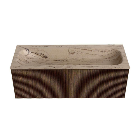 MONDIAZ KURVE-DLUX Meuble de salle de bains 120cm couleur Walnut avec 1 tiroir et 0 porte. Lavabo BIG LARGE Central 1 trou de robinet Arena. SW1431233