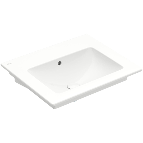 Villeroy & Boch venticello wastafel - zonder kraangat - 60x50cm - met overloop CeramicPlus - White Alpine (glans wit) 1025155
