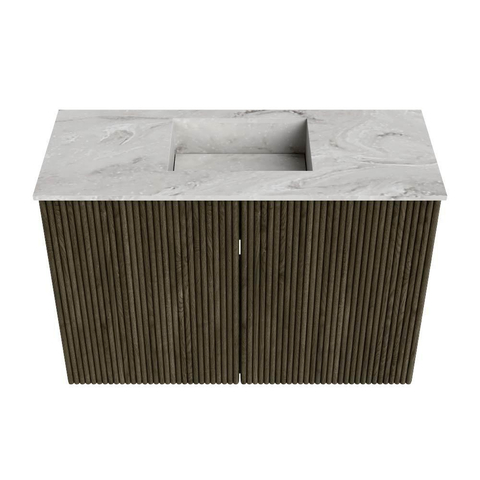 Mondiaz JOYA-DLUX 60cm meuble de salle de bains - couleur Shadow - Vasque FAYE position Milieu Sans trou de robinet couleur Glace. SW1422738
