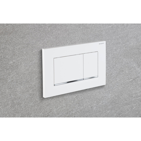 Geberit Sigma20 bedieningsplaat - 2-toets spoeling - rechthoekige knoppen - wit/glans chroom/wit - dualflush - glans wit SW61798