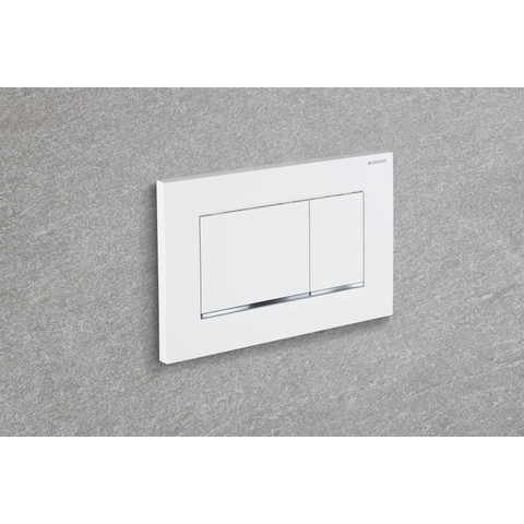 Geberit Sigma30 bedieningplaat, 2-toets spoeling frontbediening voor toilet 24.6x16.4cm wit SW61798