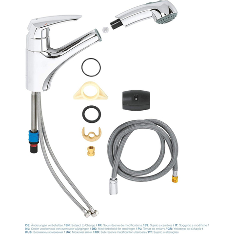 GROHE Eurodisc Robinet de cuisine avec douchette extractible chrome 0437014