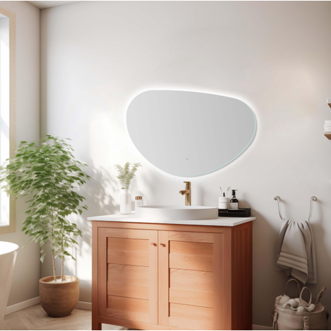 Saniclass Organic Sim miroir – forme organique – 60 x 40 cm – LED indirecte tout autour – chauffage de miroir SW1407160
