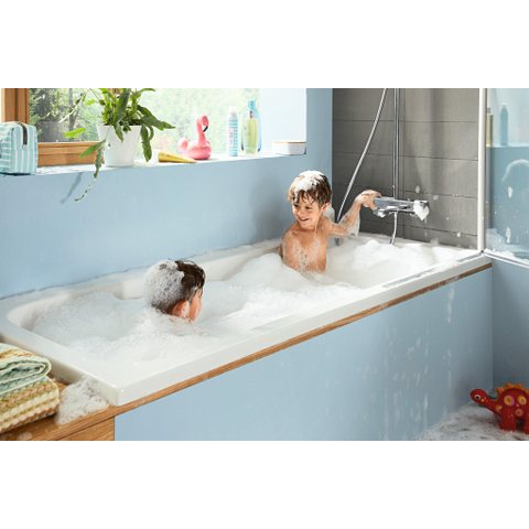 Hansgrohe Croma E280 - showerpipe: - met badkraan - thermostatisch - met 1jet - hoofddouche - met 3jet - handdouche multi en doucheslang - 160cm - thermostaat - hoogglans chroom SW297546