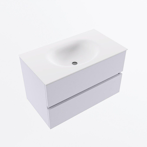 Mondiaz VICA Ensemble meuble de salle de bains - 80cm - cale - 2 tiroirs - Lavabo MOON - central - 1 trou de robinet - couleur talc - version XL 60cm de hauteur SW1189143