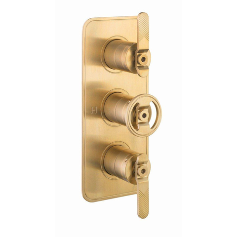 Crosswater Union Douchekraan - 3 handgrepen - hendel - met inbouwdeel - verticaal - gecoat messing (goud) SW969815