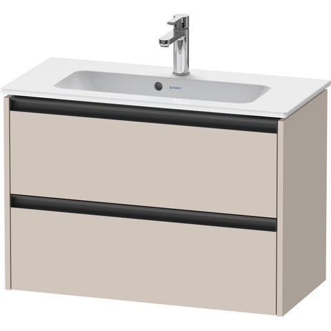 Duravit Ketho.2 Wastafelonderbouwkast - met 2 laden - 81x39x54.9cm - met grepen antraciet - taupe mat SW771888