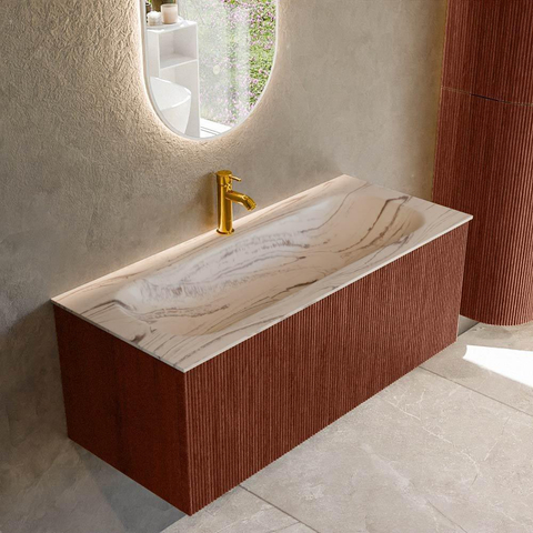 MONDIAZ KURVE-DLUX Meuble de salle de bains 110cm couleur Ruby avec 1 tiroir et 0 porte. Lavabo BIG MEDIUM Central 1 trou de robinet Nata. SW1432548