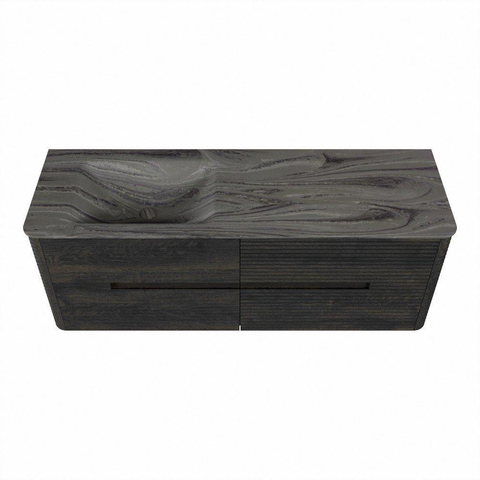 Mondiaz CIRO-DLUX Badkamermeubelset - 140x45x50cm - Solid surface wastafel Sombra - 1 wasbak Links - 1 kraangat - 4 lades - Shadow SW1532763