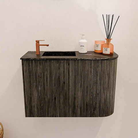Mondiaz JOYA-DLUX 61.6cm toiletmeubel - ronding rechts kleur Shadow - Wastafel FAYE positie Links 1 kraangat kleur Lava. SW1422861