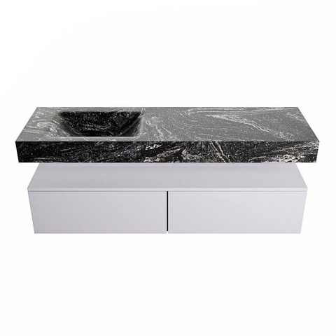 Mondiaz ALAN-DLUX Ensemble de meuble - 150cm - meuble Cale mat - 2 tiroirs - Lavabo Cloud Lava suspendu - vasque Gauche - 1 trou de robinet SW808330