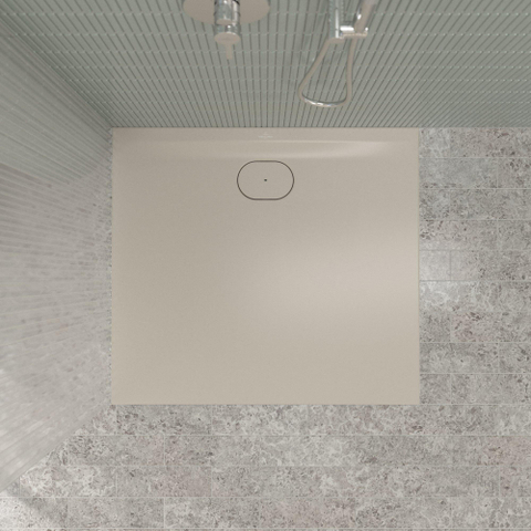 Villeroy & Boch Ecora douchebak - 100x90x3.5cm - afvoer lange zijde - almond (beige) SW1558876