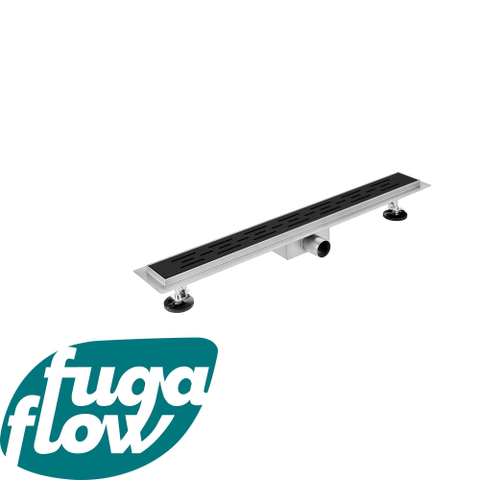FugaFlow Eccelente Anta douchegoot badkamer 160cm met rooster met vloerflens zwart mat SW1123902