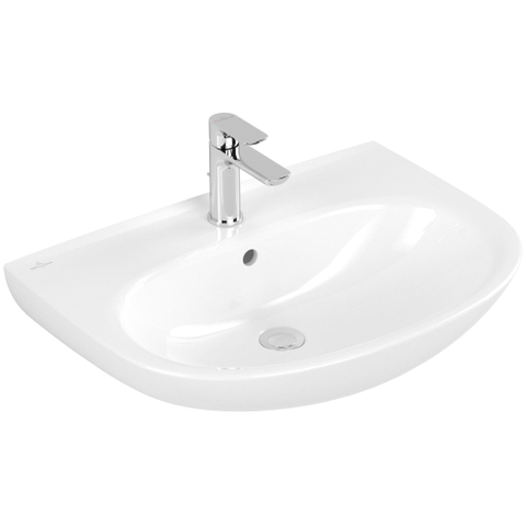 Villeroy & Boch O.novo wastafel ovaal - 1 kraangat - met overloop - 65x48cm - White Alpine (glans wit) SW878400