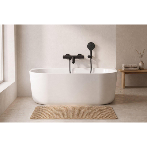 Adema Sparkle 2.0 thermostatische bad-/douchekraan - handdouche - 3 standen - met houder - inclusief doucheslang - mat zwart SW769454