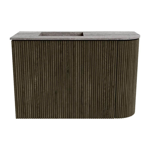 Mondiaz JOYA-DLUX Meuble de salle de bains 61,6cm - arrondi droit couleur Shadow - Vasque FAYE position Gauche Sans trou de robinet couleur Oza SW1425059