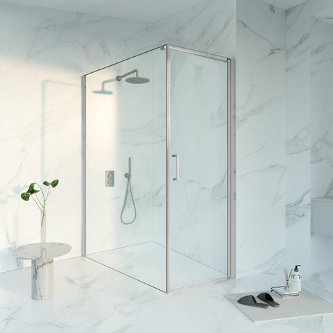 FugaFlow Eccelente Vetro Cabine de douche - 70x160x200 - Profil en verre de sécurité - anti-calcaire - Acier inoxydable brossé PVD (inox) SW1451508