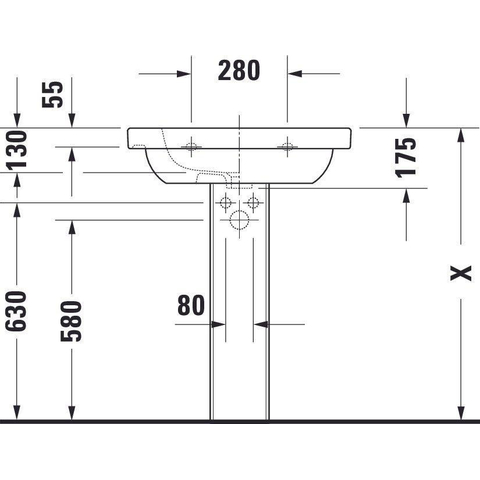 Duravit D-code Wastafel - 65x48cm - met 1 kraangat - met overloop - wit 0295855