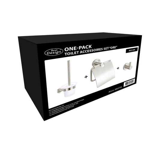 Best Design Ore toiletset met toiletborstelgarnituur closetrolhouder en handdoekhaak RVS SW20692