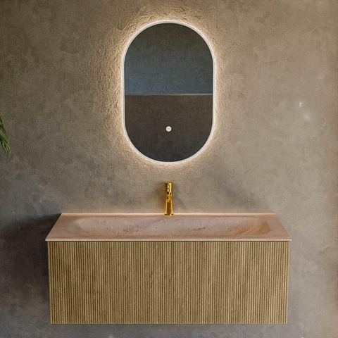 MONDIAZ KURVE-DLUX Meuble de salle de bains 110 cm couleur Dusk avec 1 tiroir et 0 porte. Lavabo BIG MEDIUM Central 1 trou de robinet Saba. SW1433357