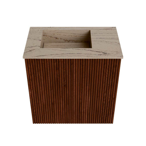 Mondiaz JOYA-DLUX 40cm toiletmeubel - kleur Ruby - Wastafel FAYE positie Links Zonder kraangat kleur Arena. SW1425261