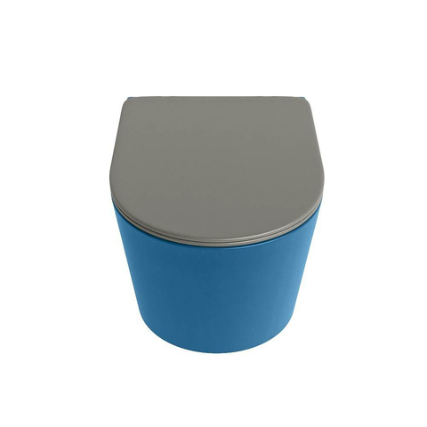 Mondiaz LAVIE hangtoilet – spoelrandloos – 36 x 53 cm – met softclose zitting – Jeans (blauw), zitting Smoke (lichtbruin) SW1208730