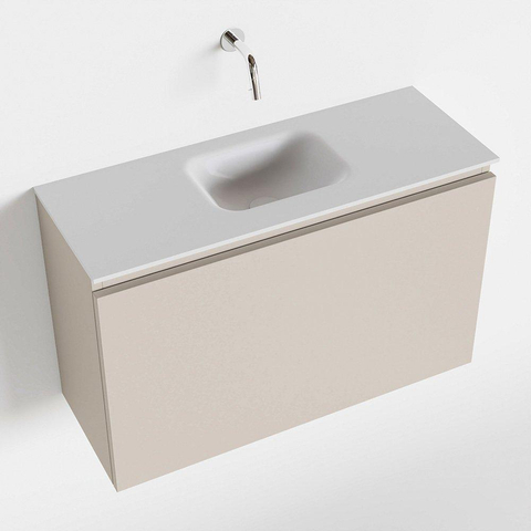 MONDIAZ OLAN Toiletmeubel 80x30x40cm met 0 kraangaten 1 lades linen mat Wastafel Lex midden Solid Surface Wit SW473397