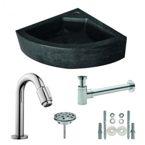 Wiesbaden One Pack Raw hoekfontein - 30x30x10cm hardsteen gezoet SW95997